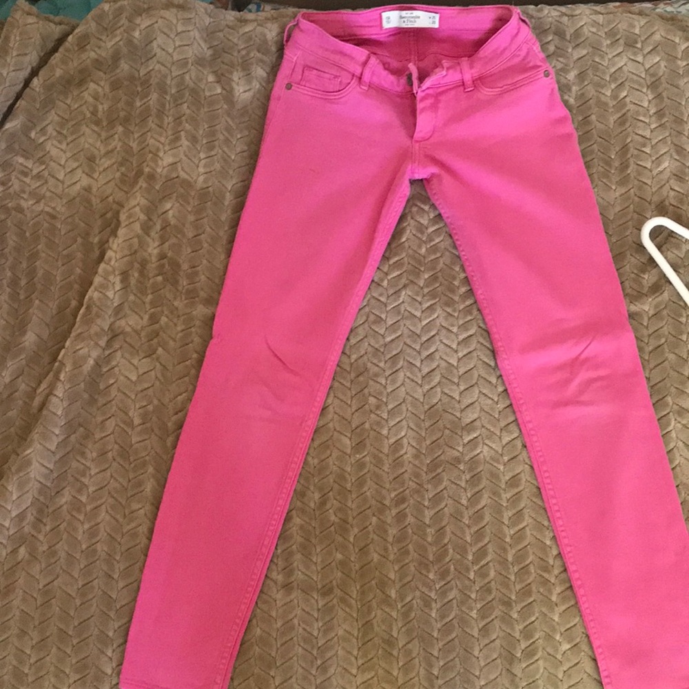 Pink denim jeans
